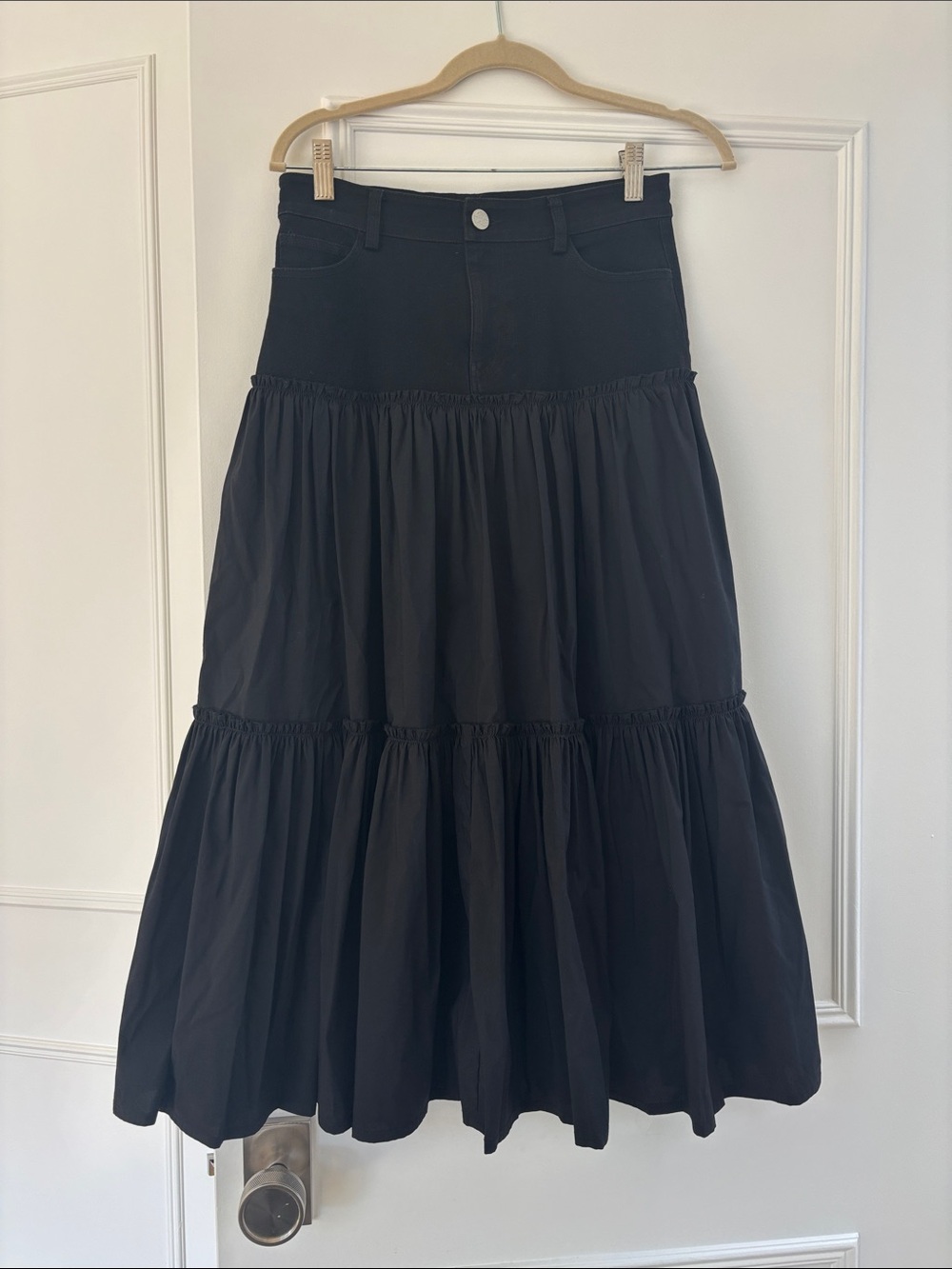 Women's Black Tiered Maxi Skirt - Sleek Everyday Style